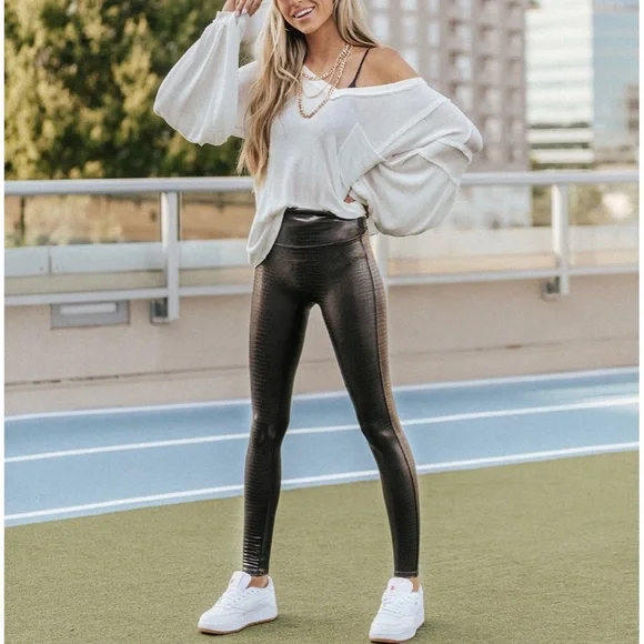 SPANX Pants Jumpsuits Spanx Faux Leather Croc Leggings